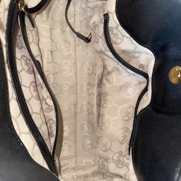 Michael Kors Lock Black/Gold Hardware Leather Satchel Shoulder Bag - Picture 10 of 11